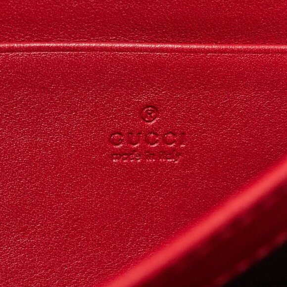 Gucci Red Quilted Leather GG Marmont 2.0 Chain Wallet Clutch Bag - Picture 6 of 12